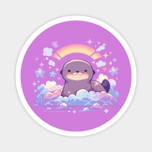 Cute Kawaii Rainbow Baby Sea Otter Pup Magnet